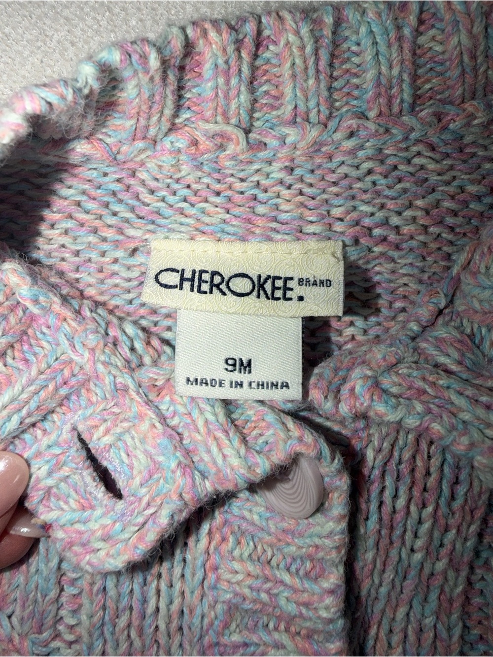 Cherokee Multicolor Cable Knit Button-Front Cardigan - Picture 3 of 4